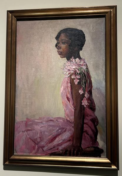 Here is ‘Girl In Pink Dress,’ a painting by Laura Wheeler Waring. This painting portrays a young woman looking off into the distance in a beautiful and elegant dress. Laura Waring typically chose to narrow in on individual members of the community for her paintings, instead of groups of people.
