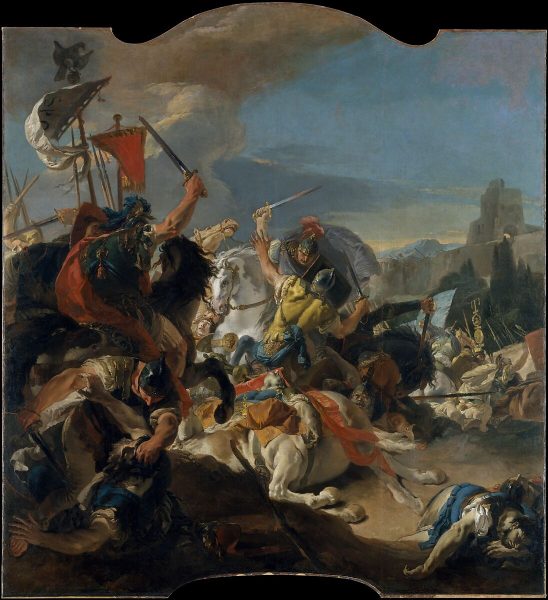  Italian painter Giovanni Battista Tiepolo’s The Battle of Vercellae depicts the violent rage that fuels conflict and its consequences, death and destruction. (Image Credit: Giovanni Battista Tiepolo, Public domain, via Wikimedia Commons)
