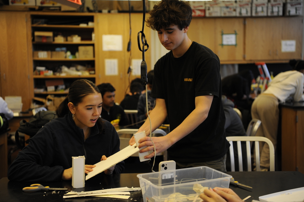 Students work in the engineering labs to test and tweak their creations.