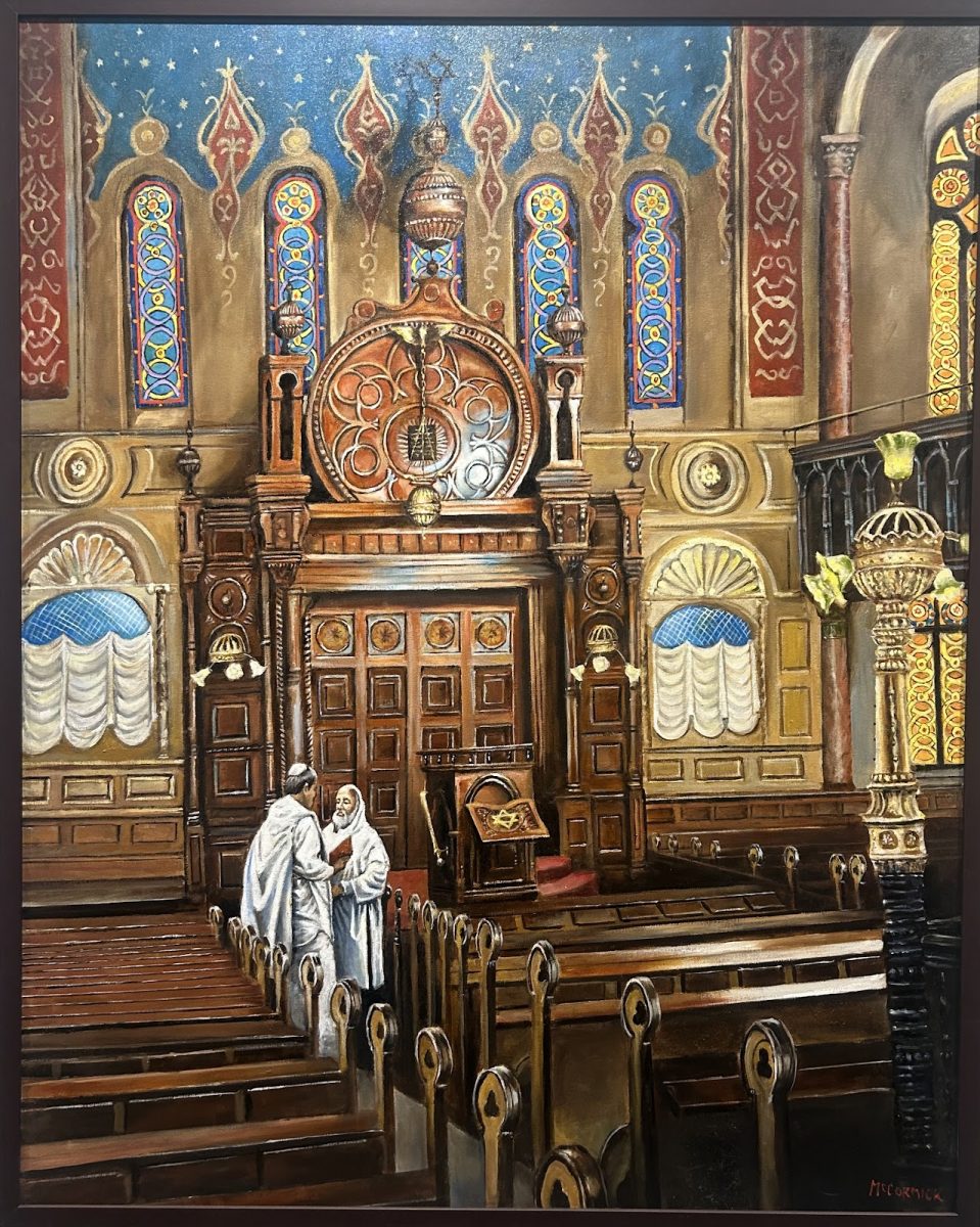 Here is a work of Jewish art exhibited at the Chassidic Art Institute, depicting the beauty of the religion and how it can be expressed through paintings. 