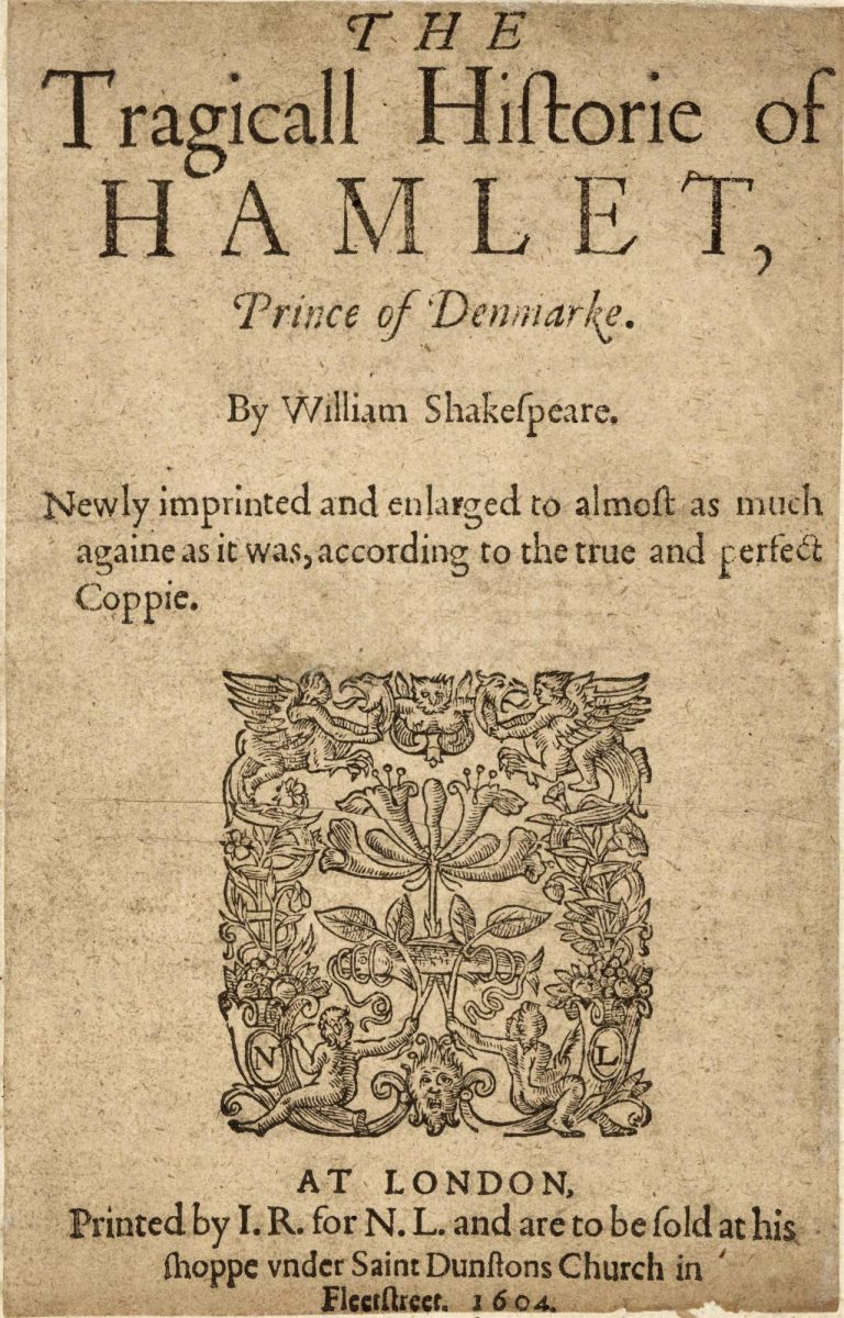 Here is the title page of Hamlet from the second quarto edition published in 1604. (Photo Credit: William Shakespeare, Public domain, via Wikimedia Commons)
