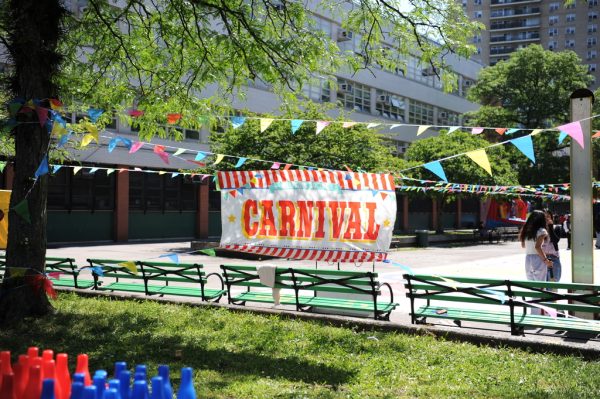 Colorful decorations transformed the Bronx Science courtyard into a carnival straight from the movies. 