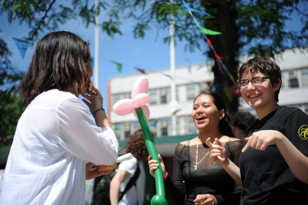 Balloon animals made great conversation starters for students at the carnival.