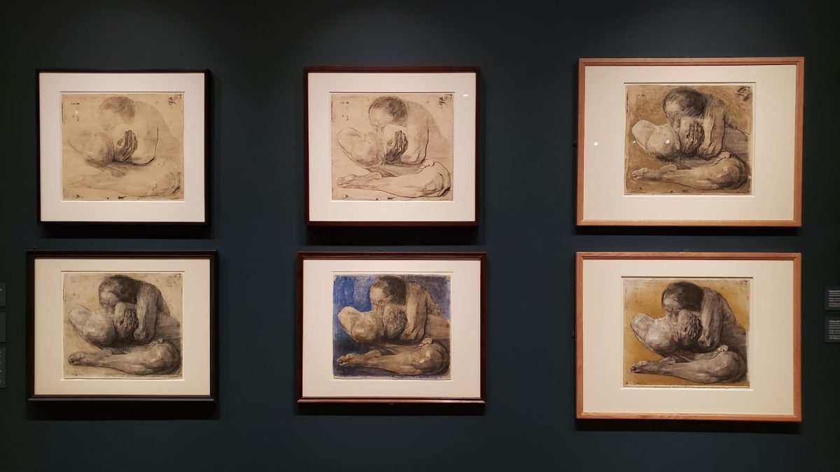 In+an+assortment+similar+to+that+of+Andy+Warhol%2C+the+MoMA+puts+together+many+of+the+drafts+Kollwitz+created+for+Woman+with+Dead+Child+%28line+etching+with+drypoint%29.+Considered+one+of+Kollwitz%E2%80%99s+most+poignant+pieces%2C+the+MoMA+reinforces+this+idea+with+the+sheer+amount+of+drafts+collected+on+one+wall.+The+piece+also+had+a+profound+impact+on+the+artist+herself%3B+she+used+her+son+Peter+and+herself+as+models+for+the+piece%2C+and+she+felt+that+she+foreshadowed+his+death+later+on+in+WWI+with+this+piece.