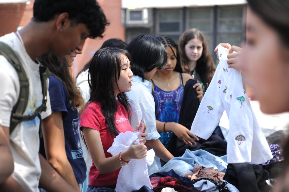 The clothing swap was incredibly popular, with many students donating clothes, and many others lined up to browse.