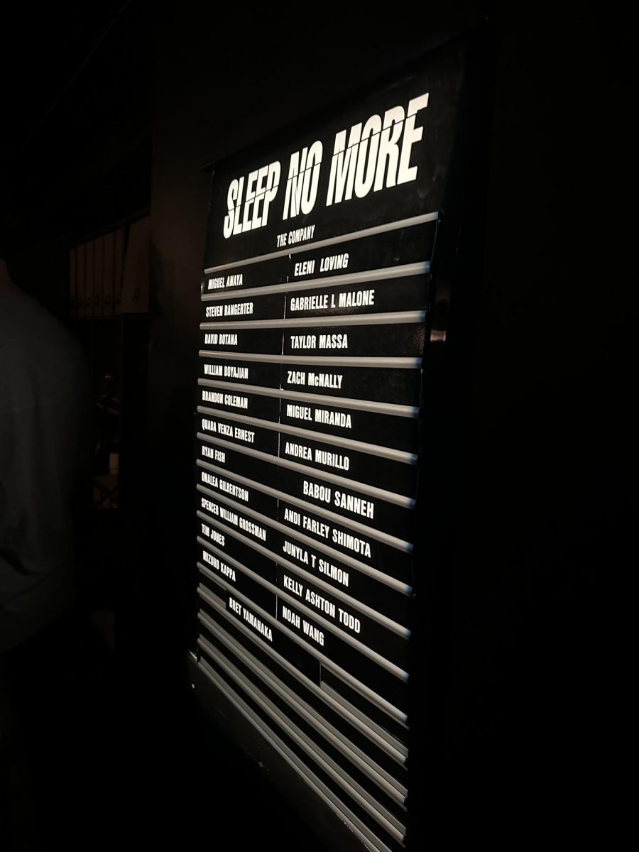 Pictured is the set list of all of the characters and actors featured in 'Sleep No More.' 