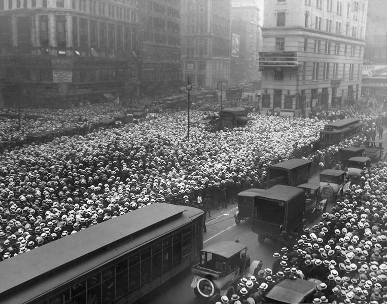 On September 15th, known as Felt Hat Day, stockbrokers on Wall Street would show up to work in their straw hats, only to ceremoniously toss them aside at the end of the day, signaling the official close of summer. (Photo Credit: Public domain, via Wikimedia Commons, The Times photo archive, July 2, 1921)