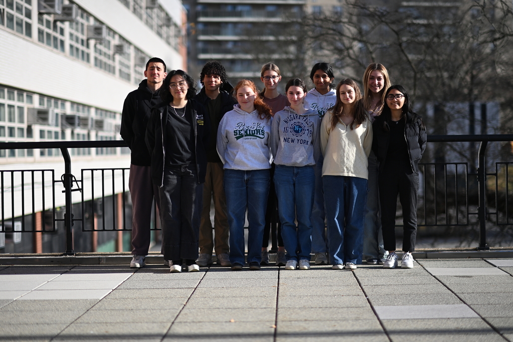 The Managing Editors and Editors-in-Chief of ‘The Science Survey,’ the writers of the March 2025 Advice Column, pose for a photo. From left to right are: Max Duracevic ’25, Nicholas Anderson ’25, Anna Koontz ’26, Krisha Soni ’25, Claire Elkin ’25, Tammy Lam ’25, Liza Greenberg ’25, Aviv Kotok ’25, Nora Torok ’25, and Lara Adamjee ’26. (Photo Credit: Alexander Thorp)
