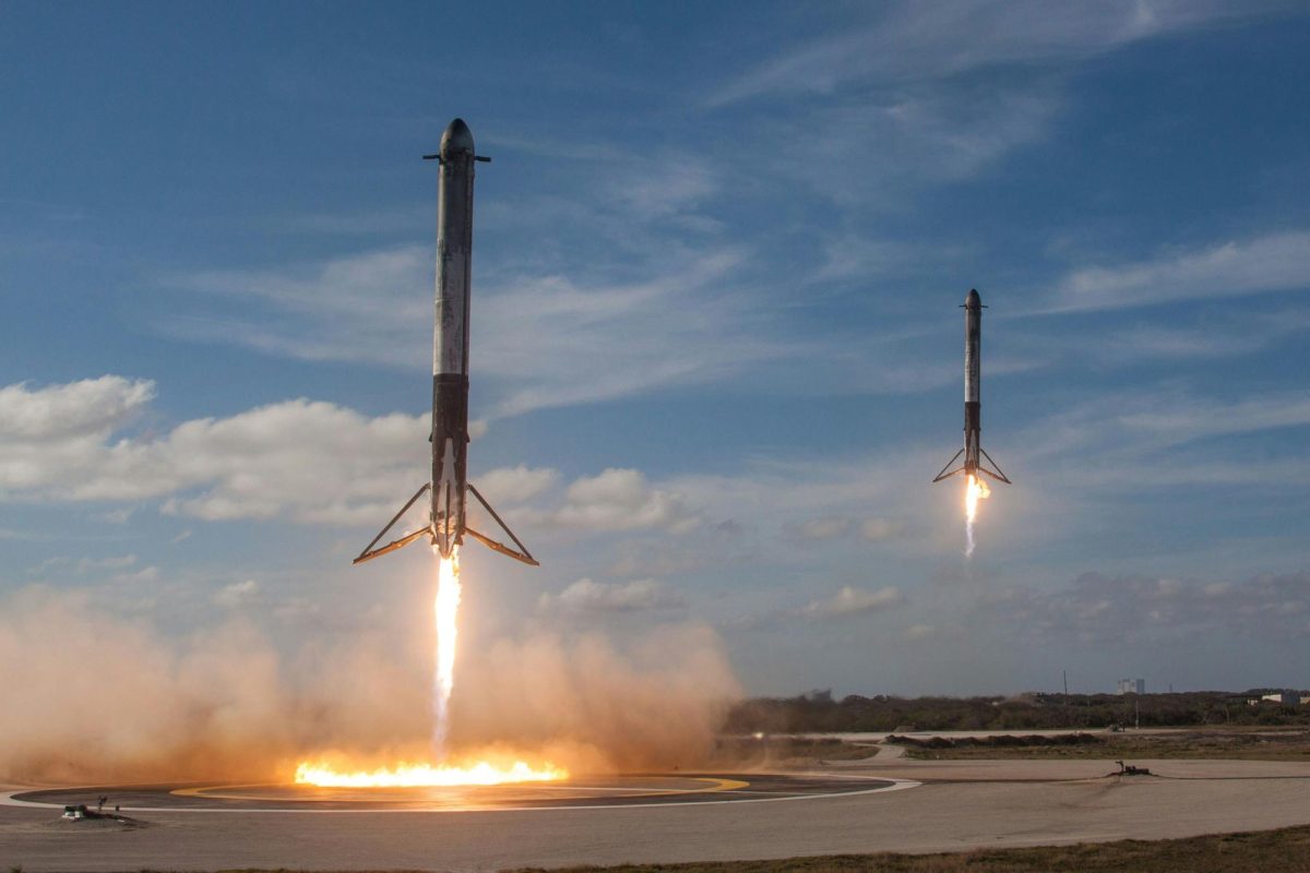 Pictured is SpaceX Falcon Heavy landing in Kennedy Space Center. This was a historic landing for SpaceX as the Falcon Heavy is a reusable rocket, which continues to be innovative in the Space industry. (Photo Credit: SpaceX / Unsplash)
