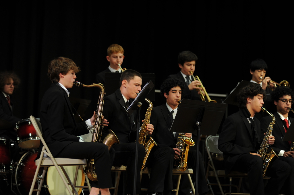 This is the saxophone section of Jazz Band, with the drummers not far behind them.