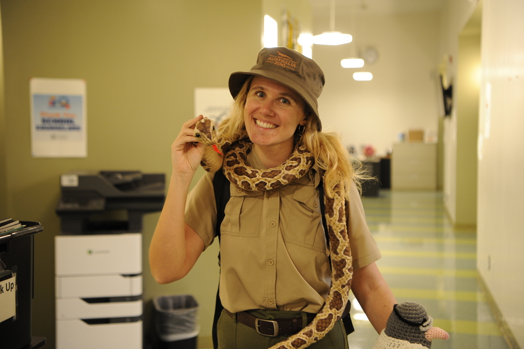 Halloween is not just for students! Here, Ms. Carr dresses up as the famous Steve Irwin, the brave Australian zoologist and conservationist. 
