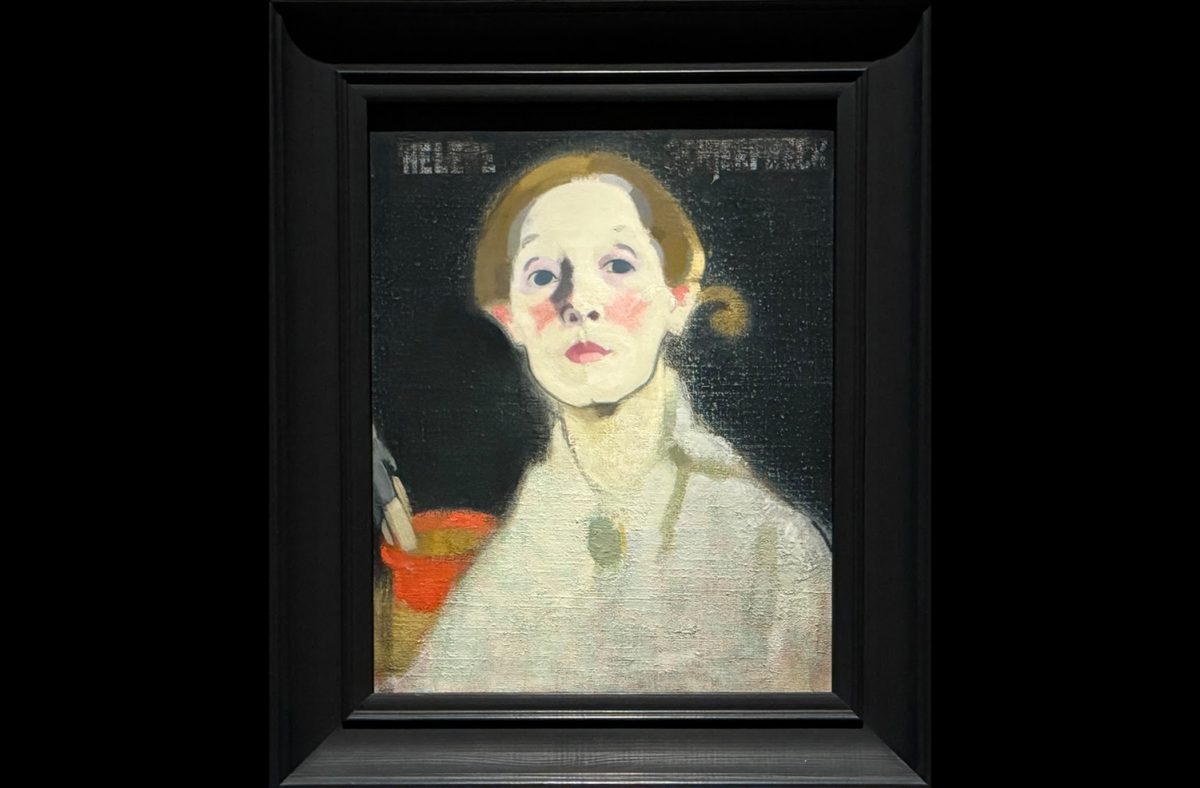 Helene Schjerfbeck painted over 40 self-portraits in her lifetime. This portrait in particular is unique for featuring the artist’s name in prominence—a rare deviation from the artist's usual small initials in the corner. Pictured above is 'Self-Portrait, Black Background' (1915).