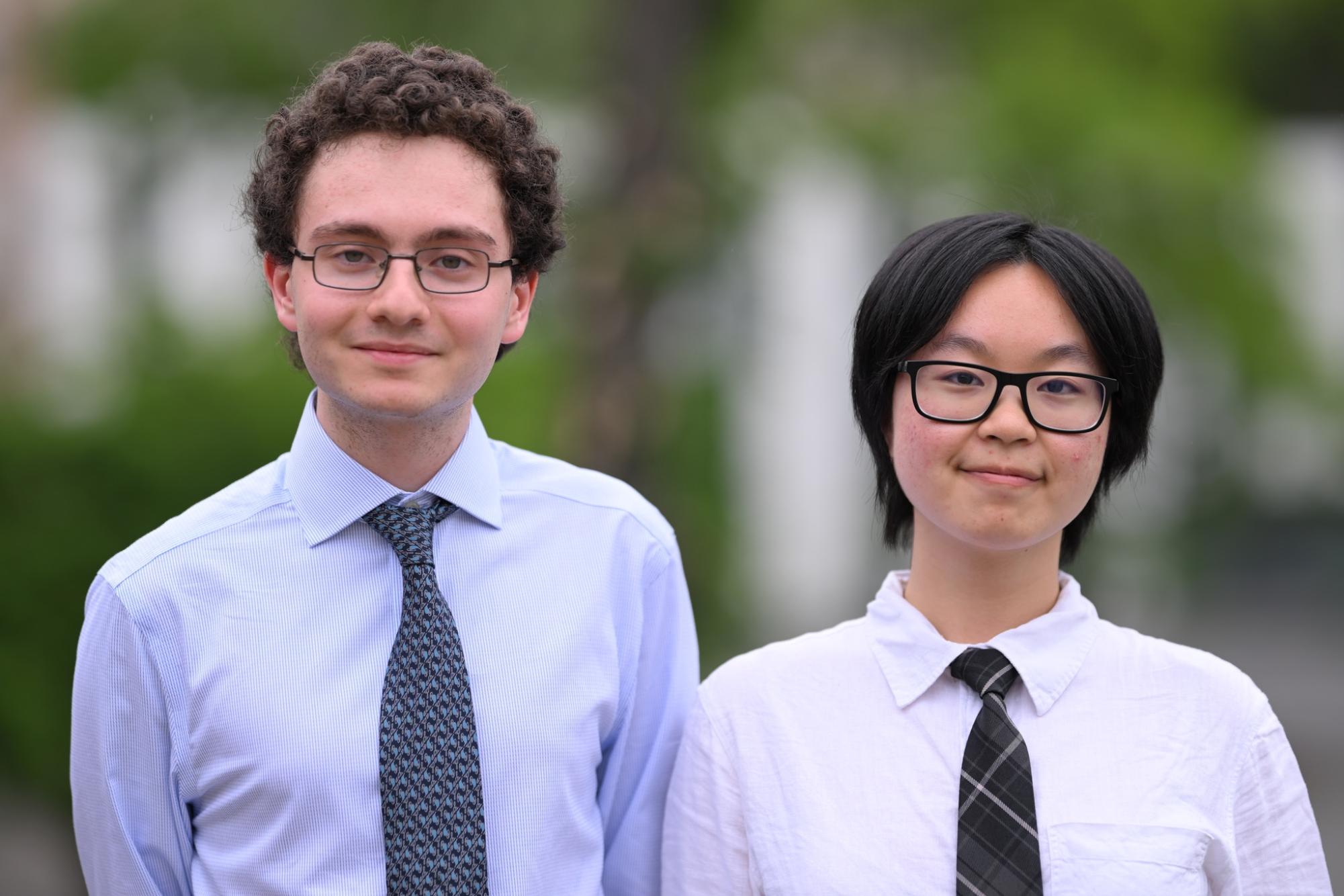 Pictured are our Class of 2026 Valedictorian Vienna Chen (at right) and Salutatorian Aviv Weiss Kaplan (at left).