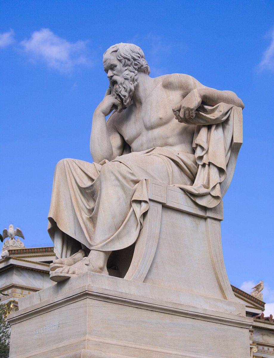 Pictured is a statue of Socrates, which stands at the Academy of Athens, Greece. (Photo Credit: Leonidas DrosisC messier, CC BY-SA 4.0 , via Wikimedia Commons)